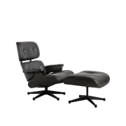 Lounge Chair and ottoman in black leather by Charles & Ray Eames, Vitra