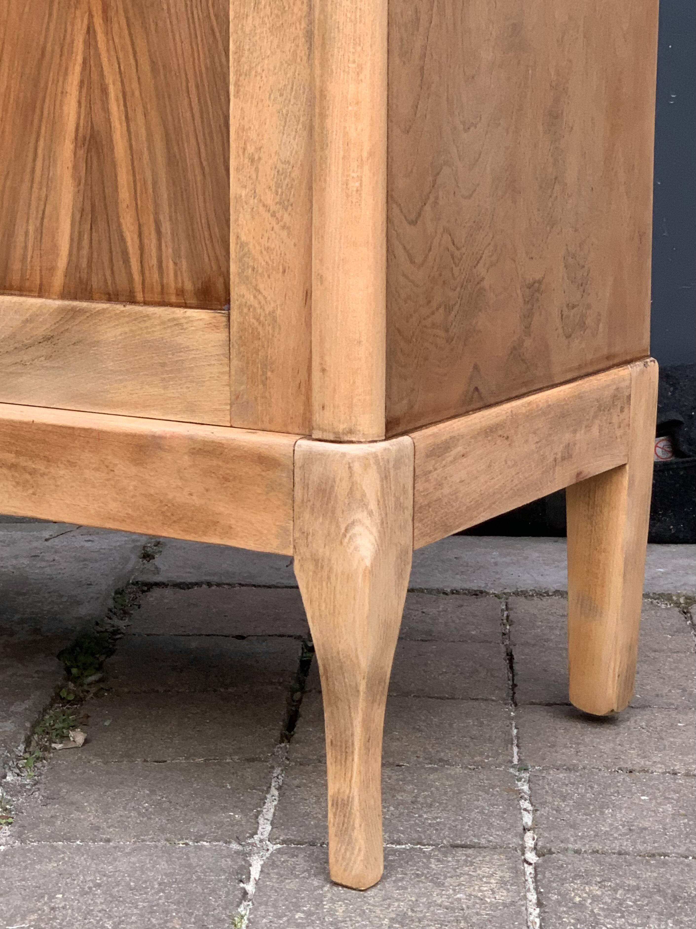 Vintage glass-fronted cabinet, raw wood, 1950s