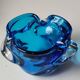 Empty pocket/Corolla shaped ashtray, in Murano style blown art glass, turquoise blue