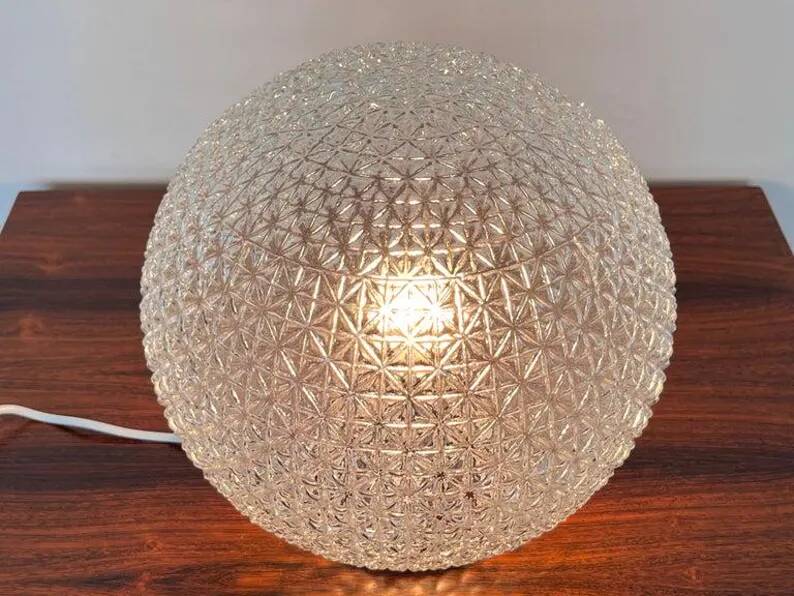 Big Design mid century glass Table Lamp, 1980s - Czechoslovakia