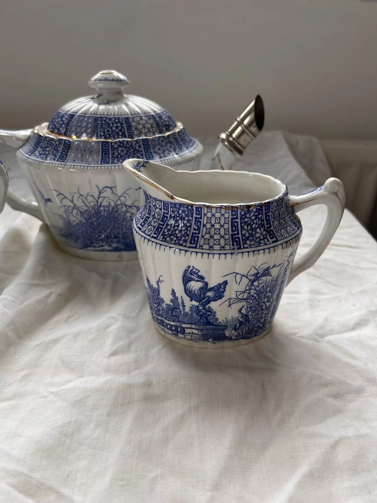 Antique tea service KG Lunéville late 19th century – Antique decoration – French earthenware