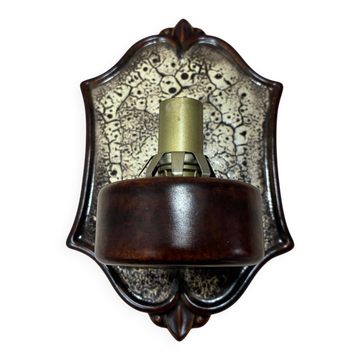 Lampe murale ou de plafond en céramique PAN Keramik, émail de lave marron, années 1970