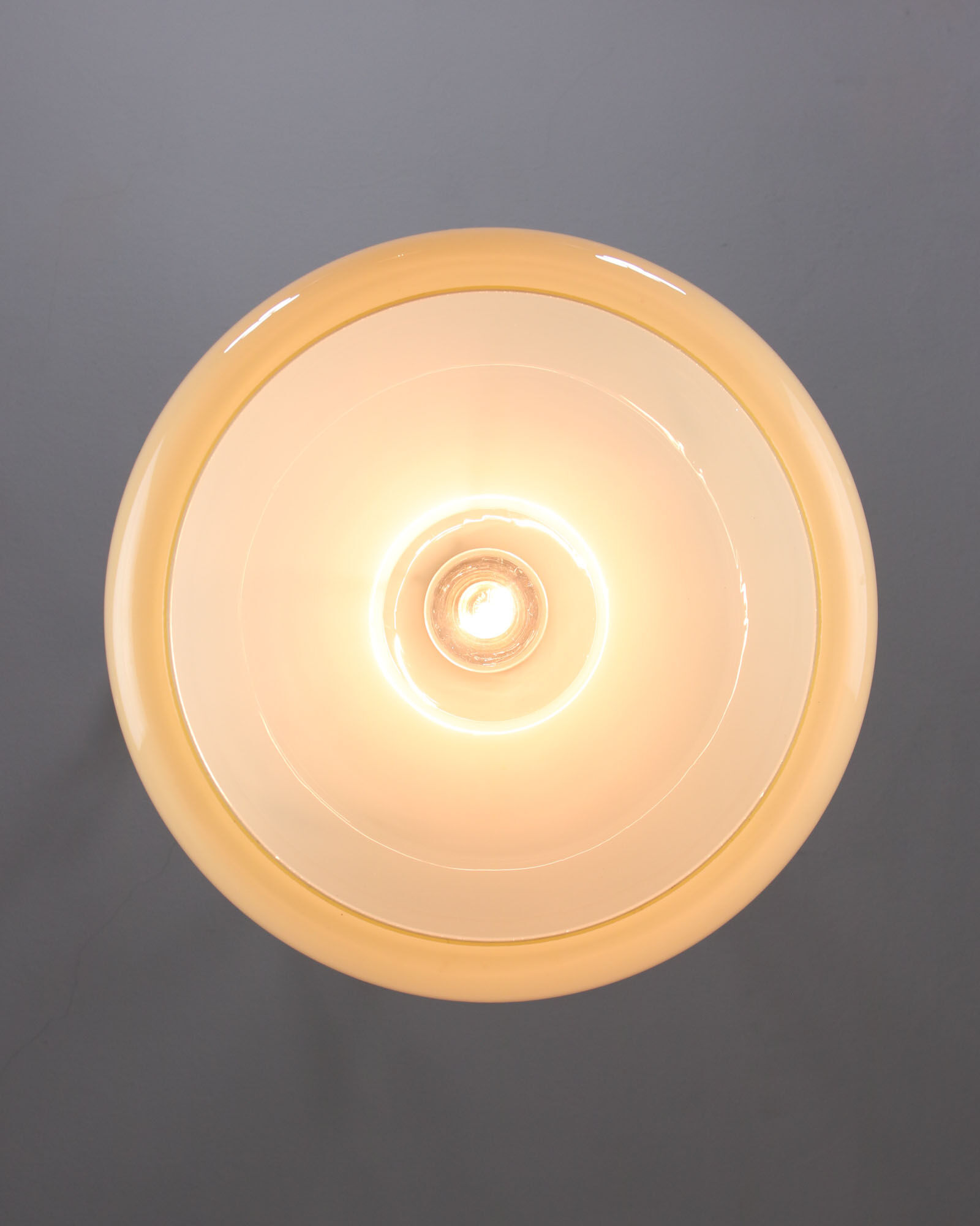 Mid-century Yellow Glass & Brass Pendant Lamp