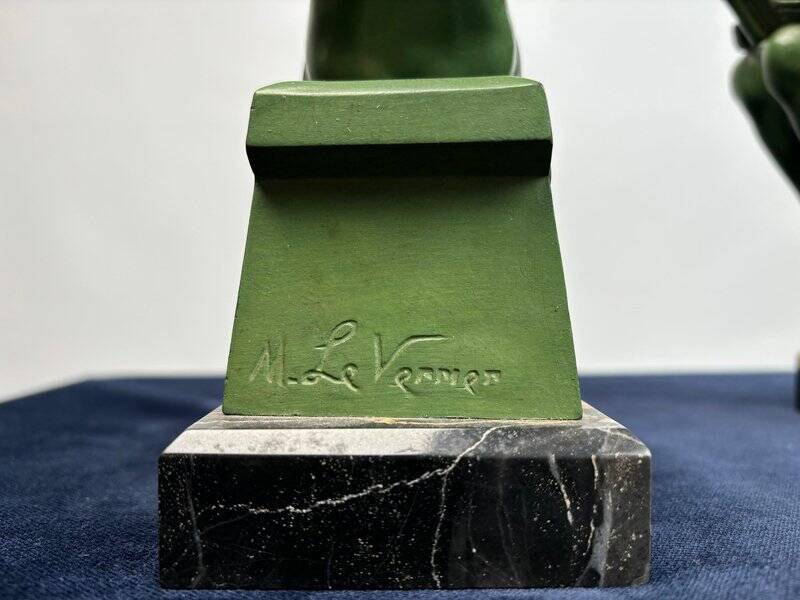 Art Deco Sculptural Bookends by Max Le Verrier, Paris, France, 1925, Set of 2