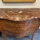 Commode style louis xv marquetry and marble