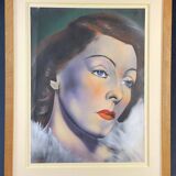 Gouache painting 1935 portrait french cinema actress gaby morlay 1893-1964