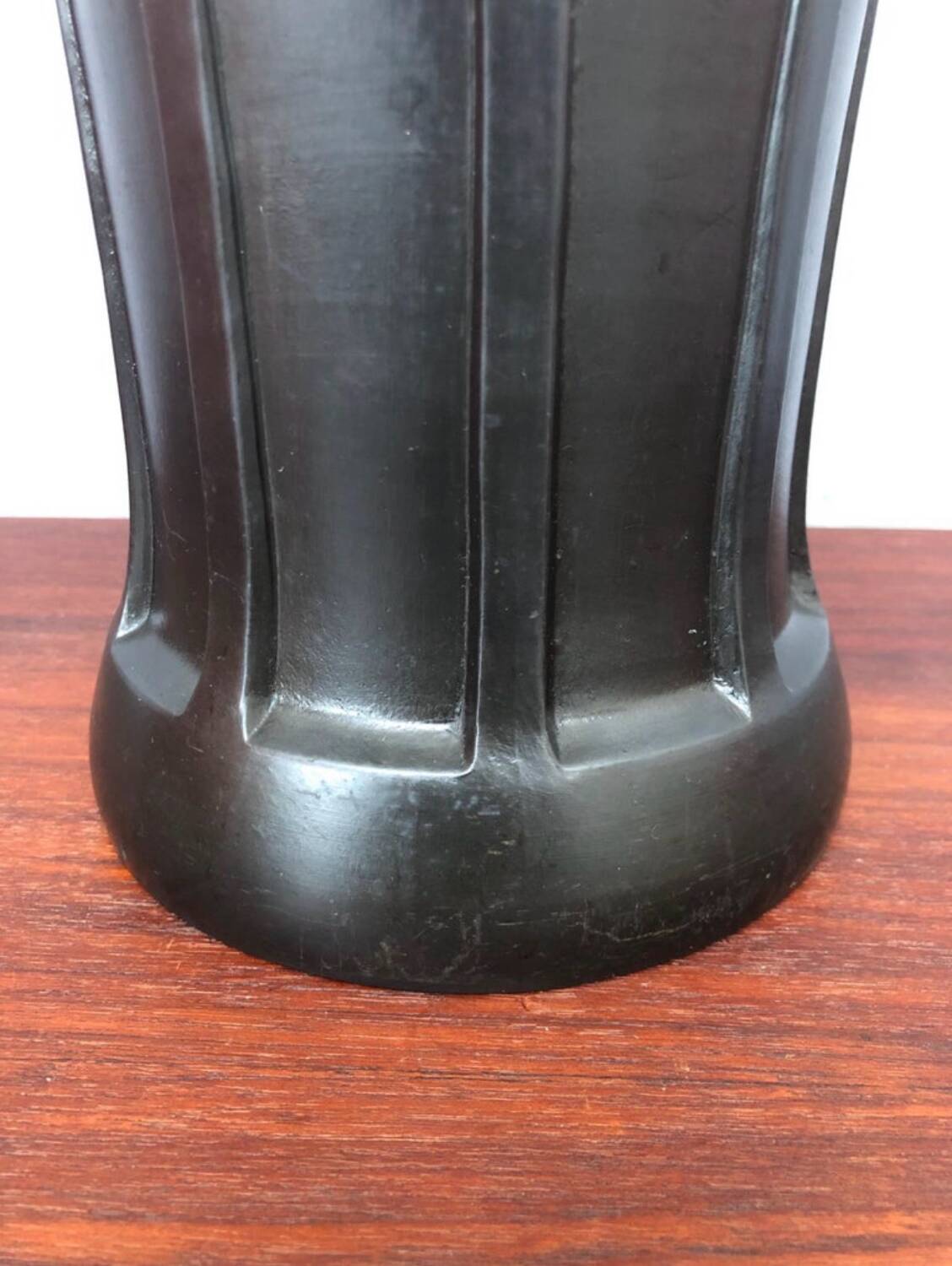 Antique Black Pottery Owl Table Lamp by L. Hjorth of Bornholm