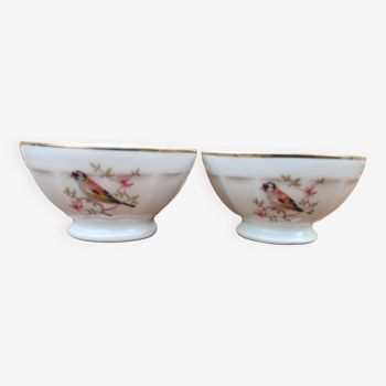 Set of 2 porcelain bird bowls