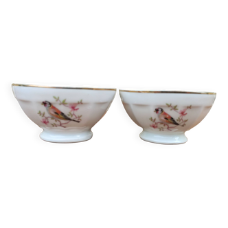 Set of 2 porcelain bird bowls