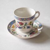 Set of 2 porcelain coffee cups with floral decoration "Bergère de France"