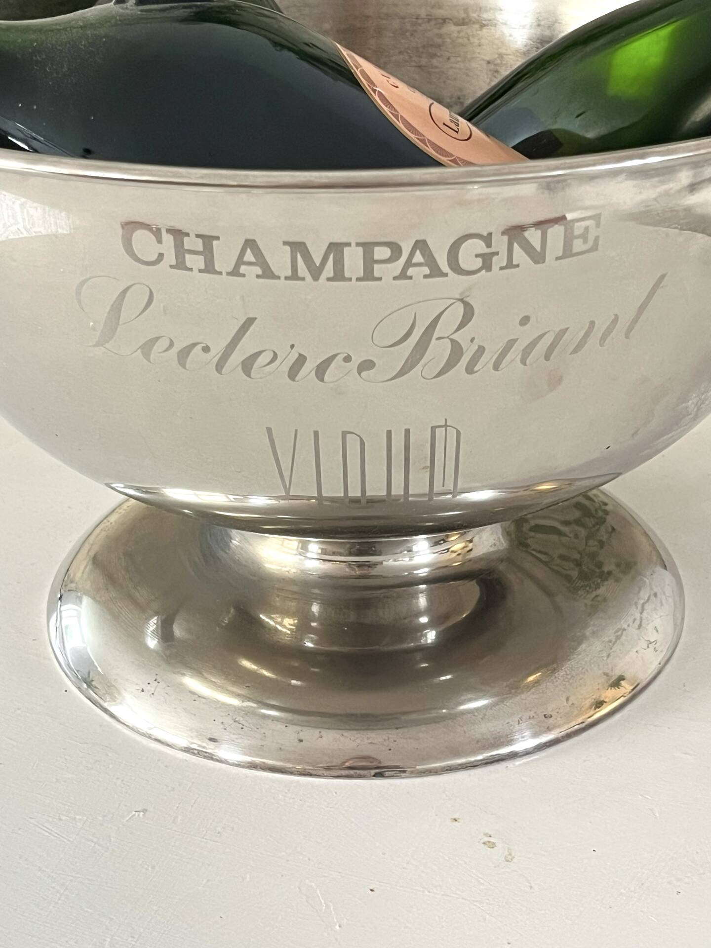 French champagne cooler bowl Leclerc Briant Vinum silver plated