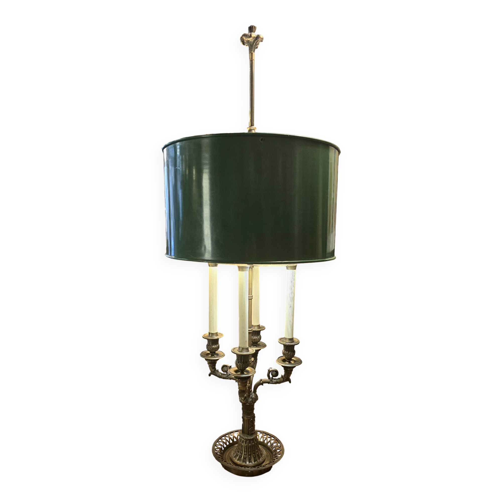 Empire style bronze hot water bottle lamp, early 20th century