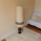 lampe de sol vintage pied en bois tourné