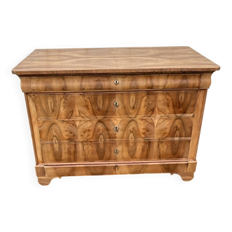 Commode Louis Philippe Ronce De Noyer Milieu 19ème Siècle