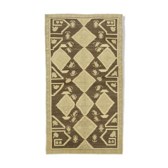 1960s handmade vintage oriental beige rug 125 cm x 225 cm