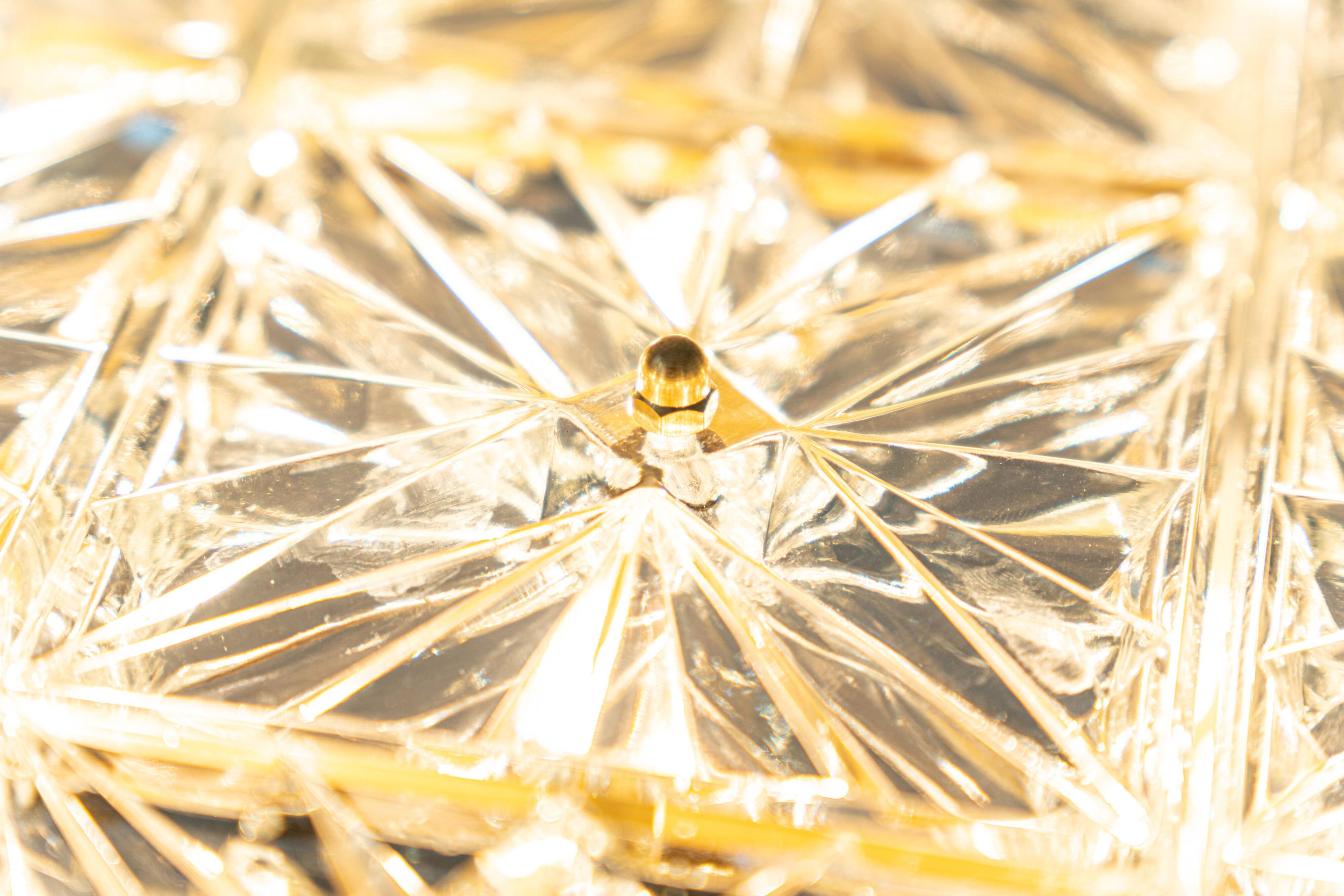 Large ceiling light in faceted crystal by Kinkeldey, Germany.