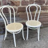 2 shabby chic bistro chairs in vintage curved wood