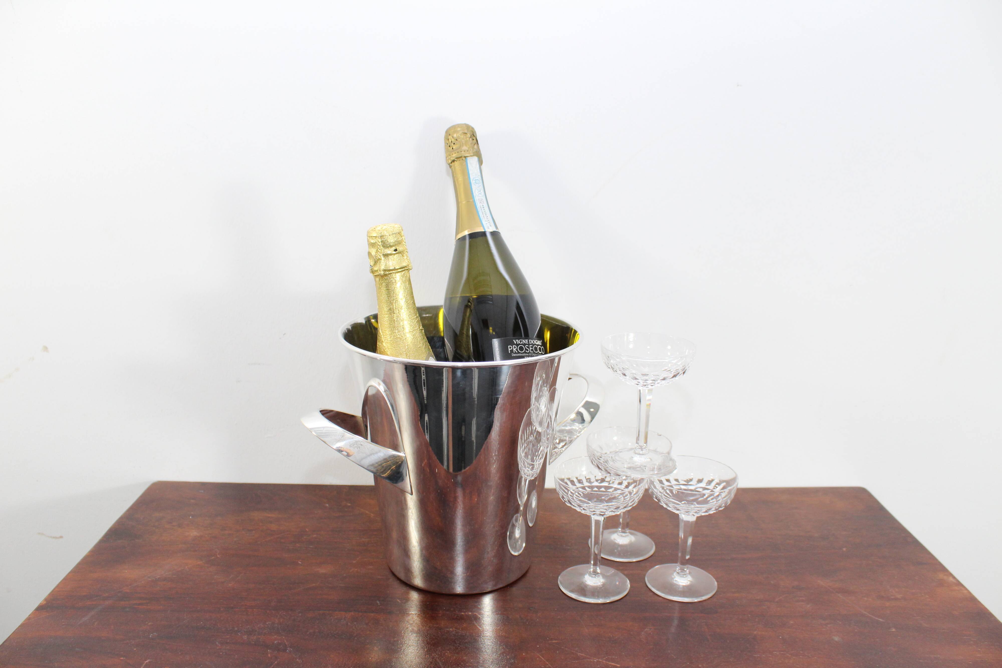 Silver plated designer champagne cooler WMF Kurt Mayer Design, 1950s
