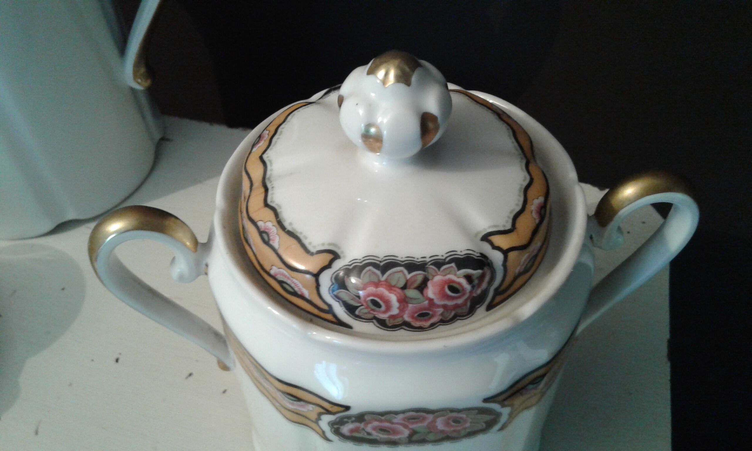 Fine porcelain coffee service art deco 21 pieces Limoges