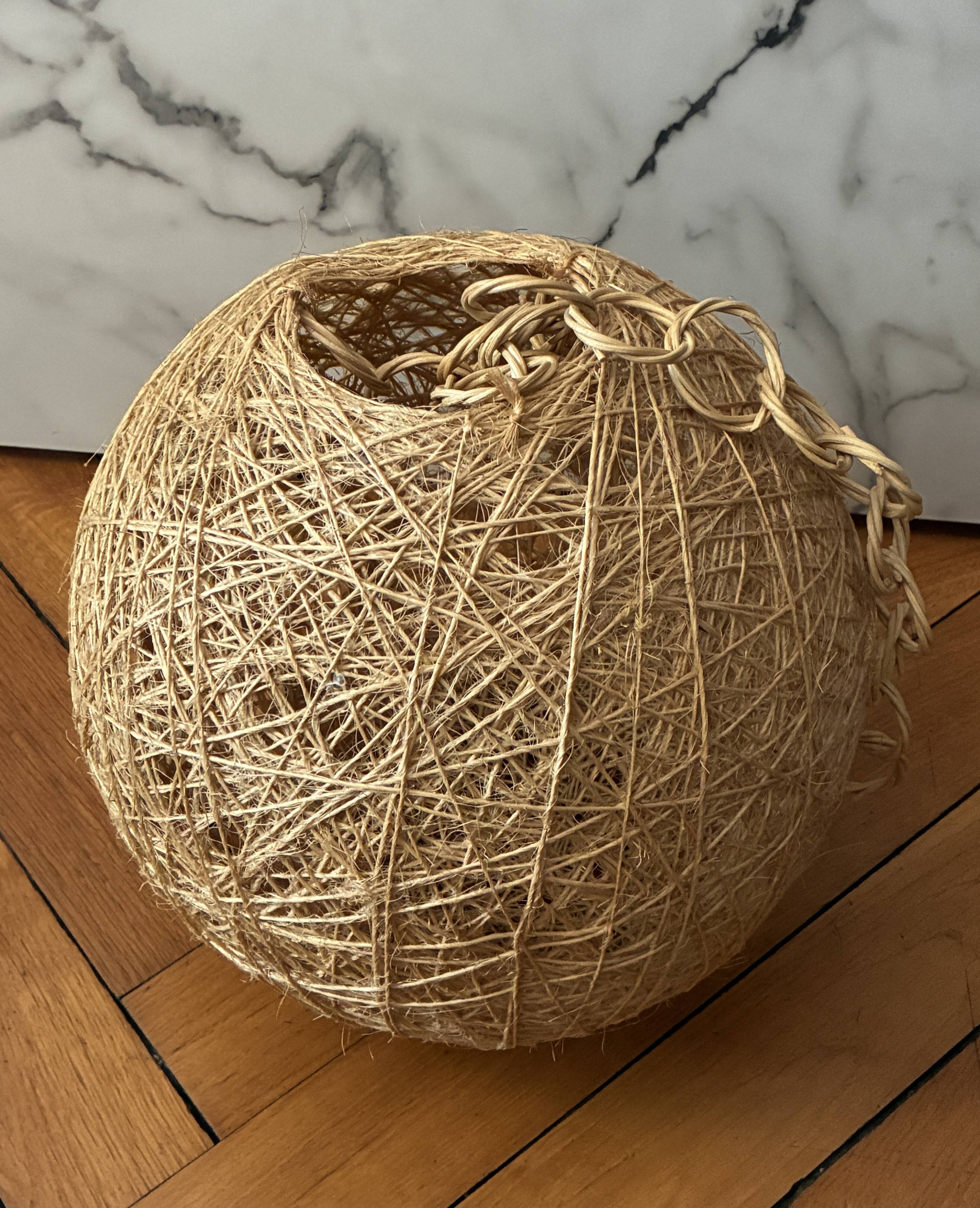 Lustre suspension boule chanvre ficelle