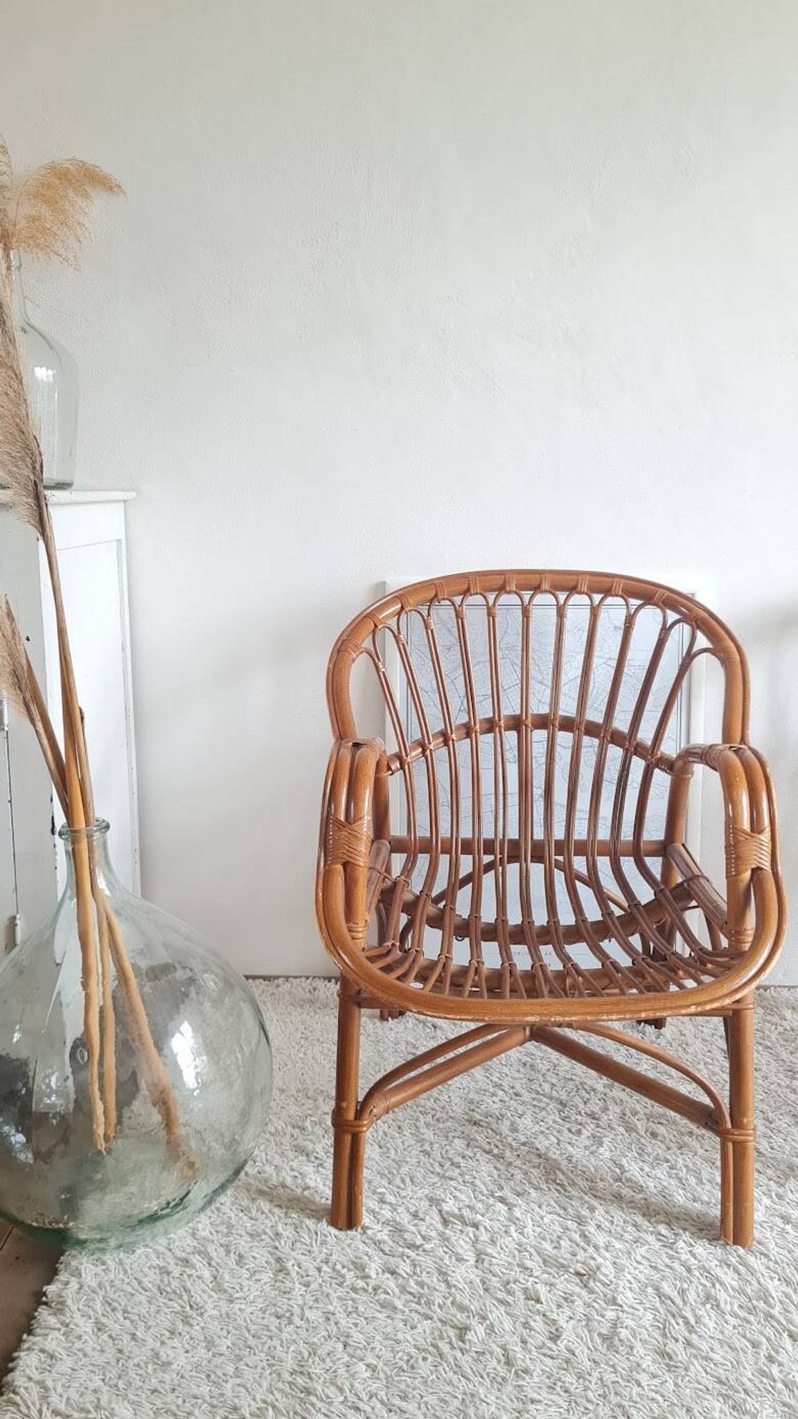 Paire de fauteuils en rotin vintage circa années 70