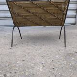 Wrought iron and wicker magazine rack