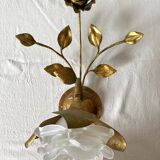 Vintage Italian wall lamp in gilded metal and glass paste