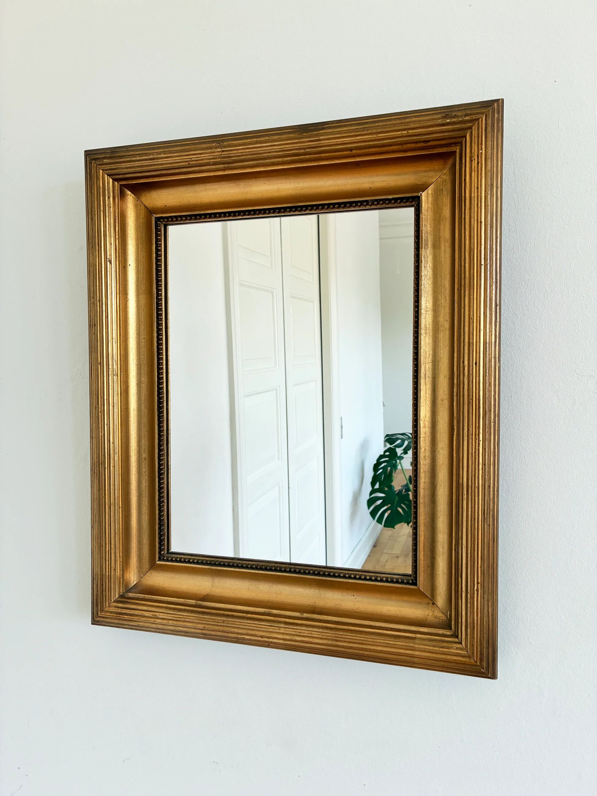 Paire de miroirs muraux en bois doré danois antiques, fin du 19e siècle