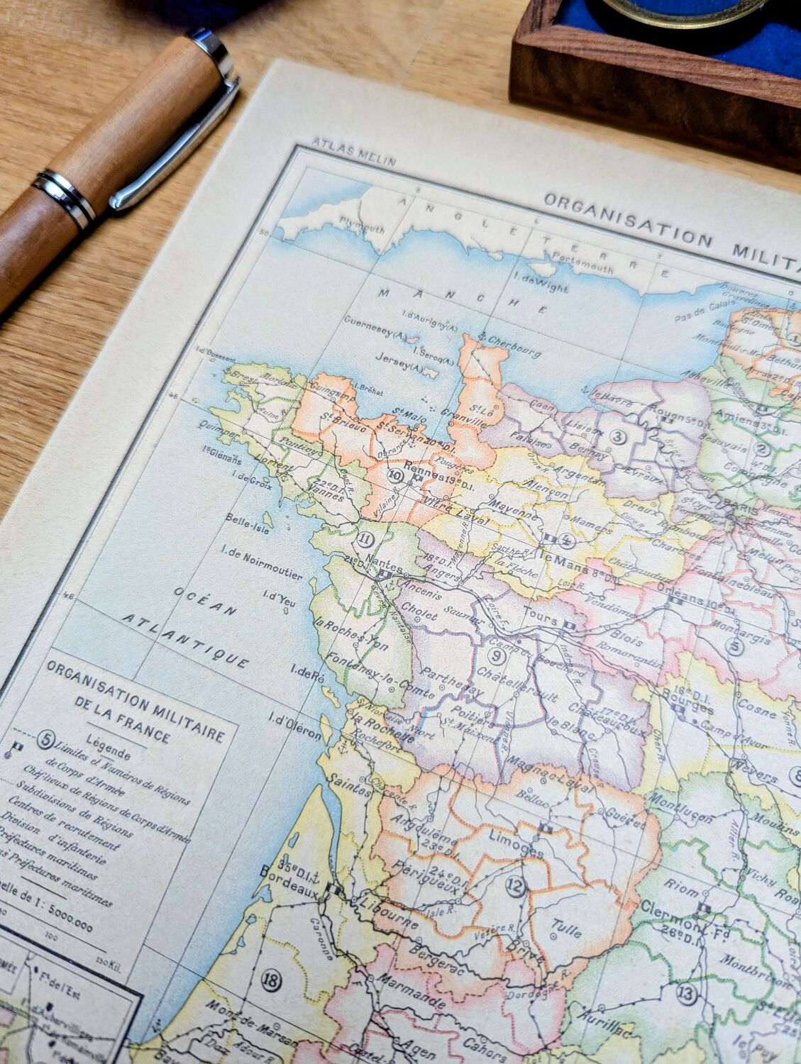 Military map of France, original printed in 1896.