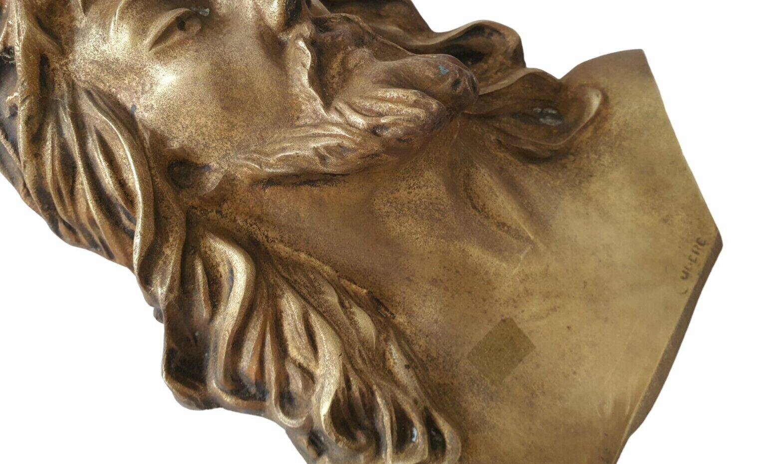 Christ solid bronze plaque with bas relief for tombstone or other signed