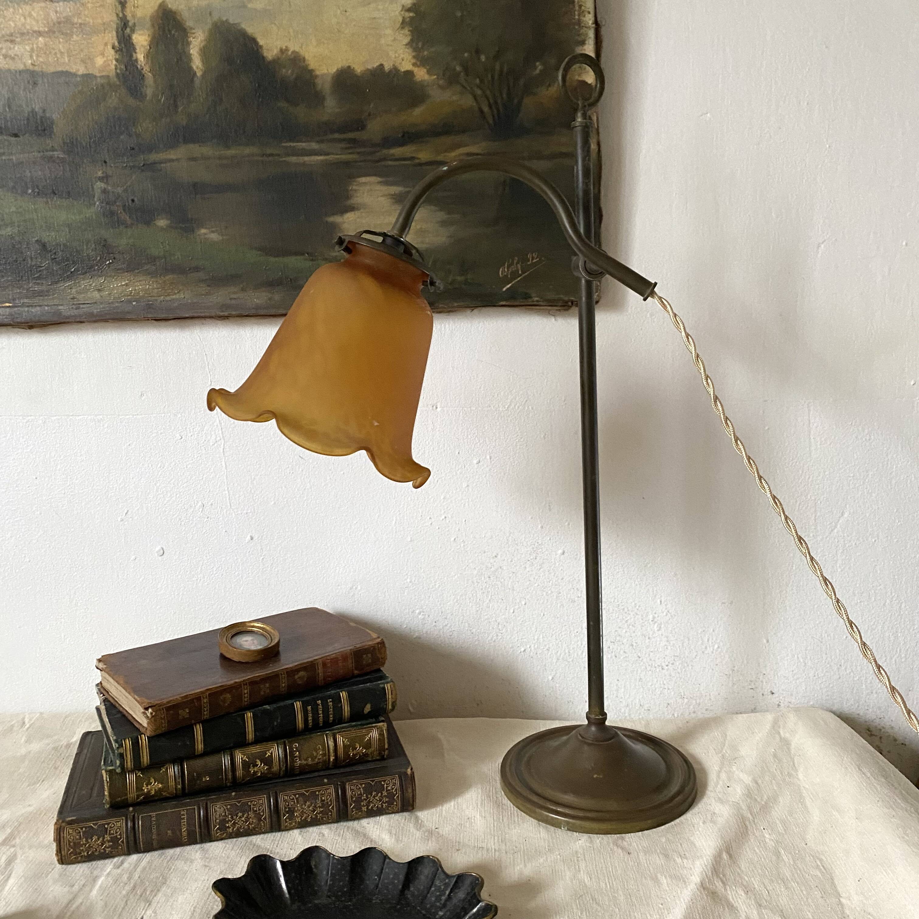 Jeweller's lamp, workshop lamp, glass paste shade