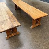 Pair of oak farm benches
