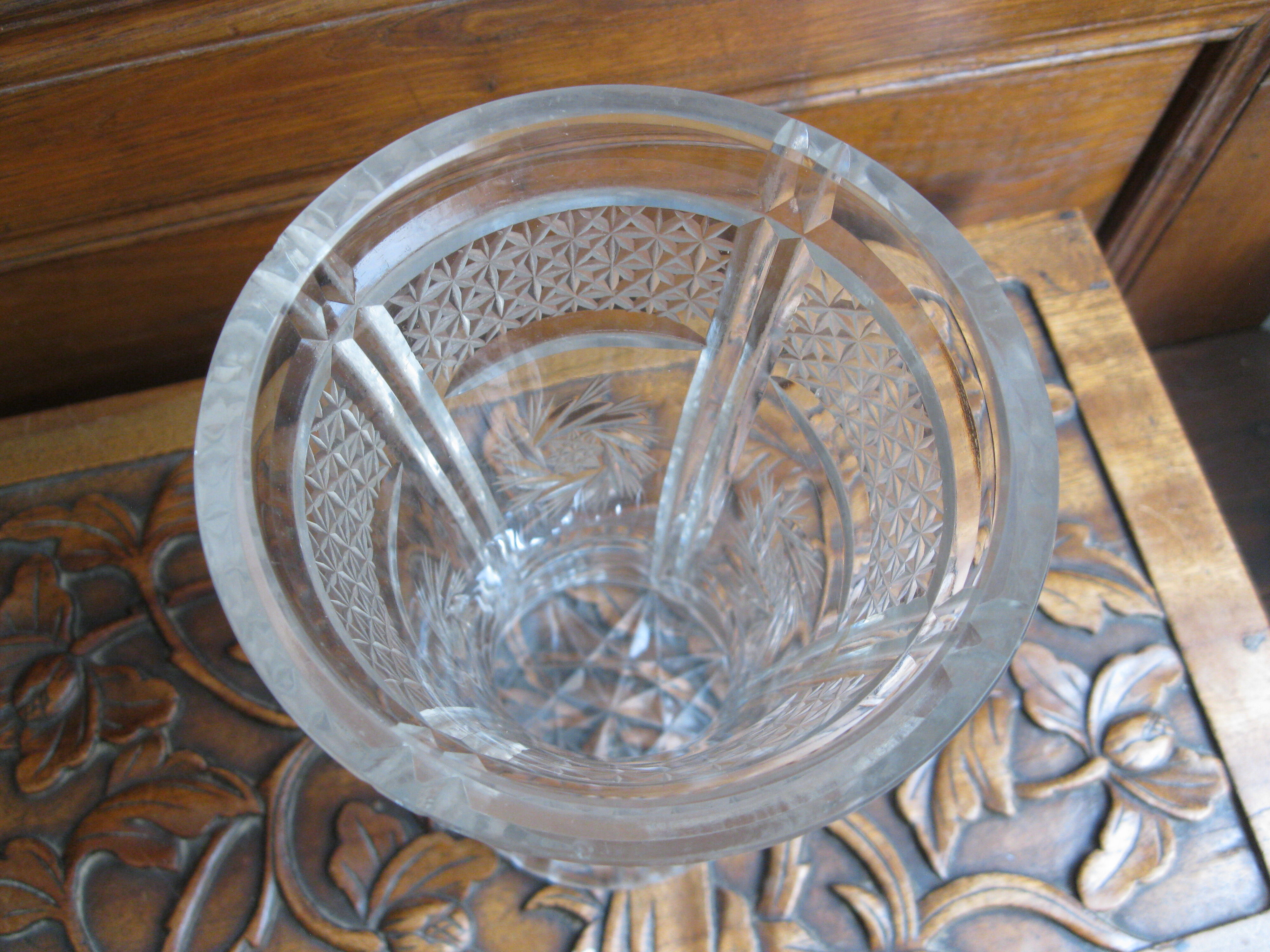 Art Deco cut crystal vase
