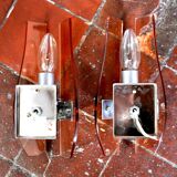 Pair of Veca Rose wall lamps, Murano glass, Italy, 1960