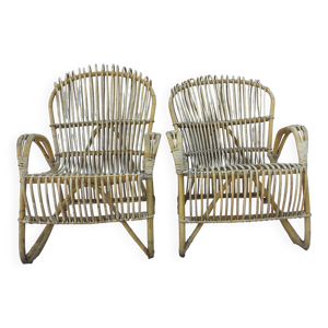 paire fauteuils rotin