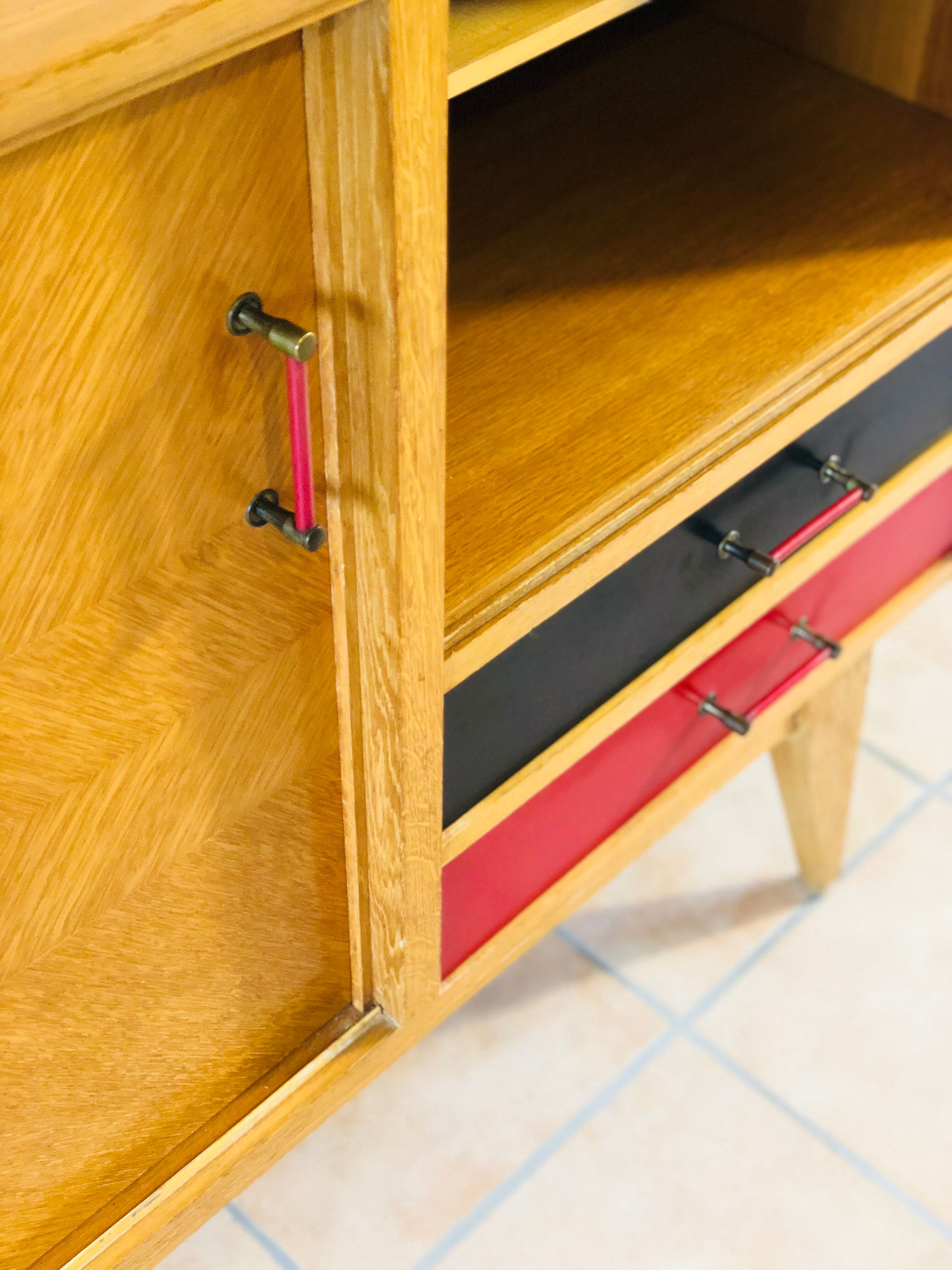 Sideboard oak feet compass 1960