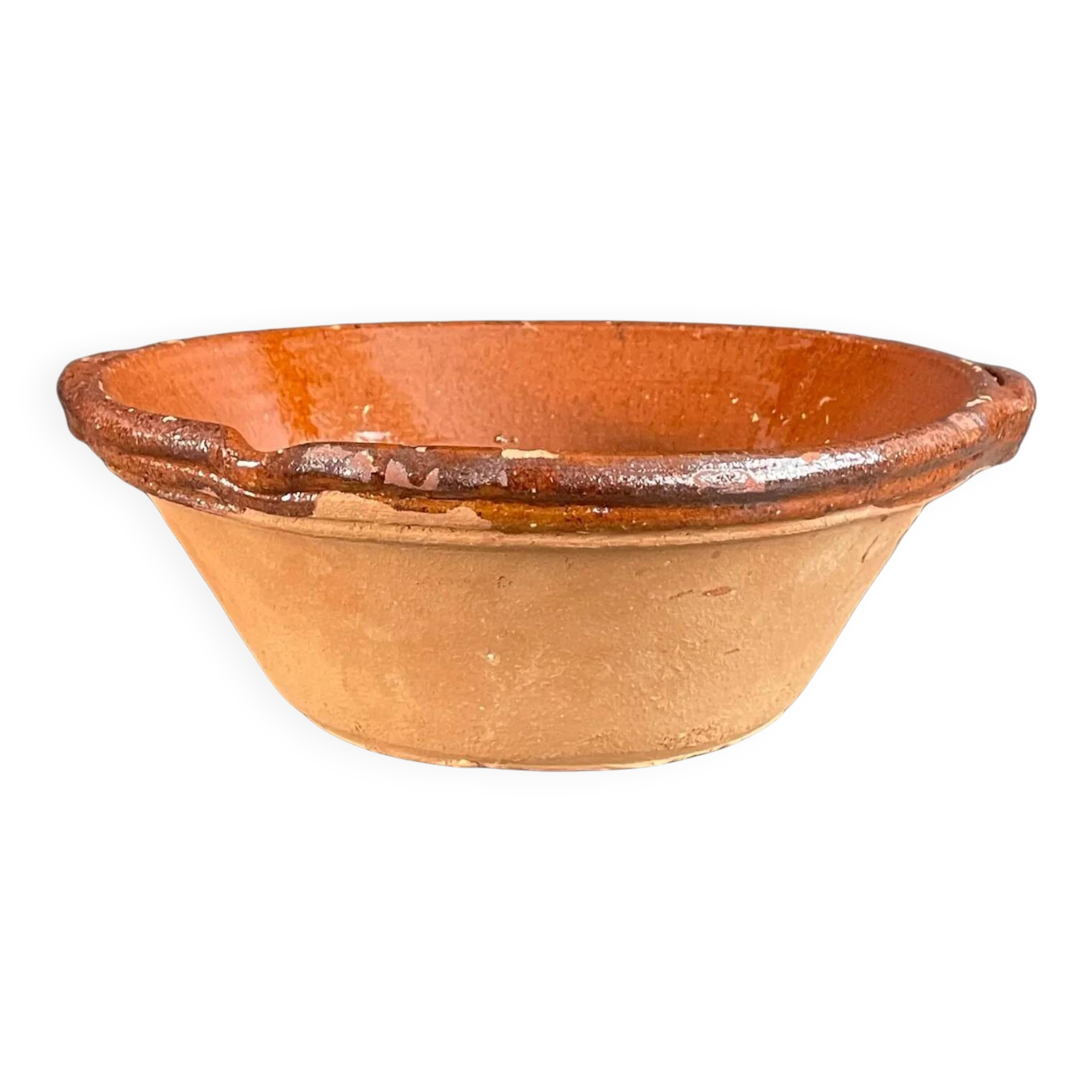 Large glazed terracotta kitchen bowl - 1110