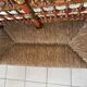 Vintage Spanish low chair in painted wood and straw (Majorca Andalusia)
