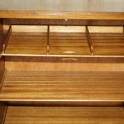 Art Deco governess wardrobe in burr walnut by Waring & Gillow