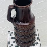 Vase West Germany brown with geometric relief from the 1970s.