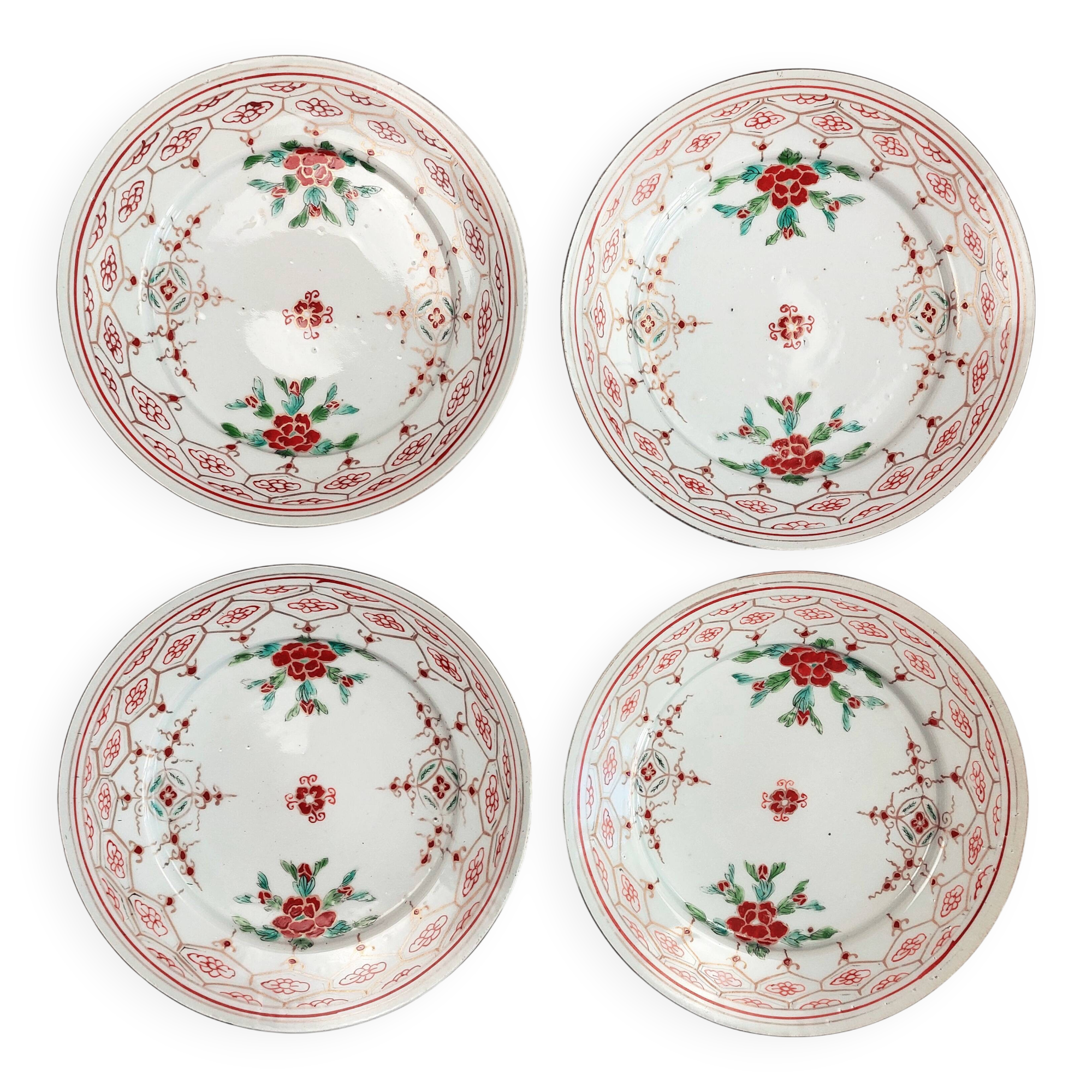 Set of 4 antique Arita porcelain plates