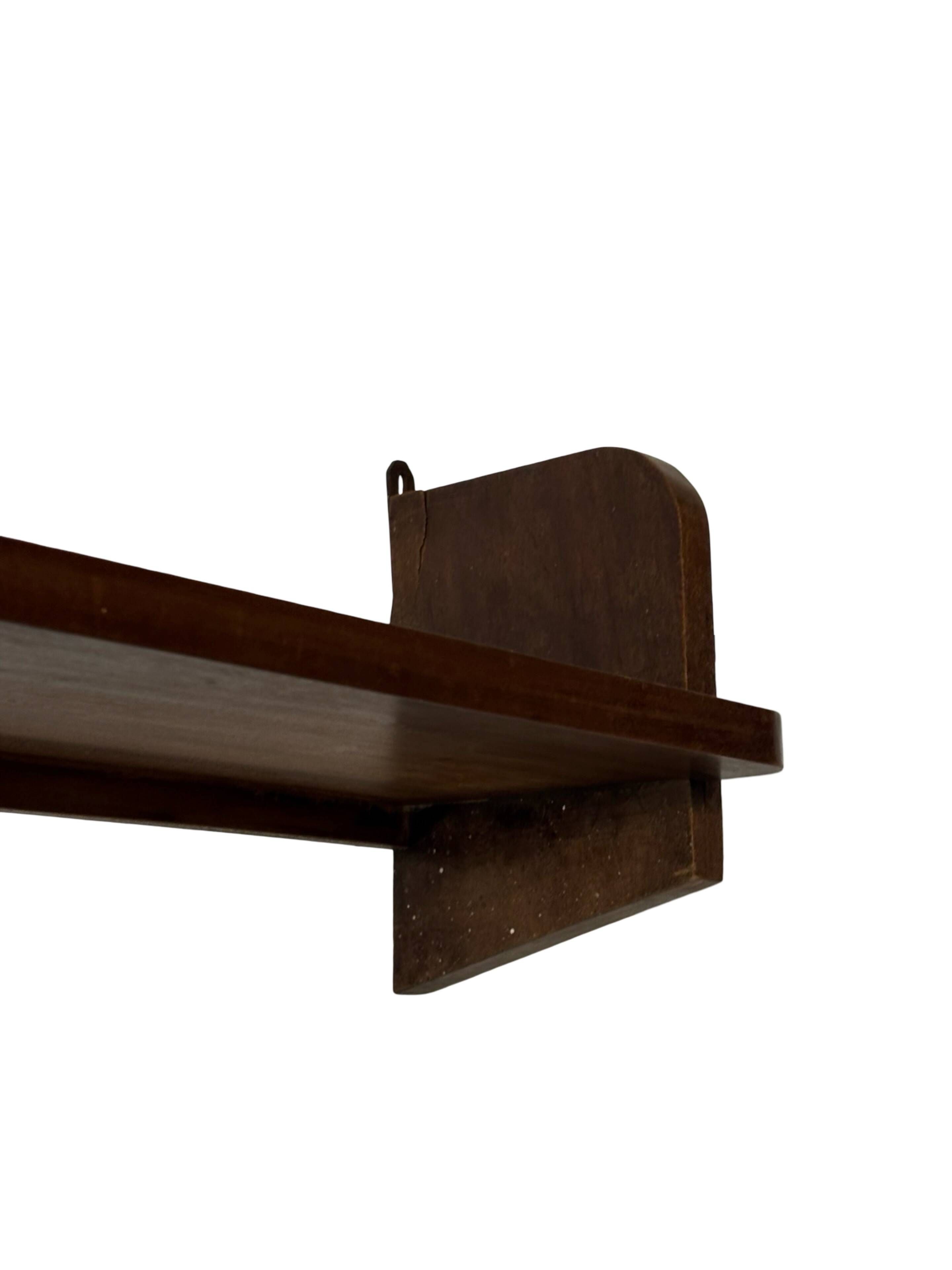 Vintage wooden wall shelve rack bookshelf in oak wood minimalist