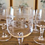 6 Verres vin rouge Cristal d'Arques Matignon, cristal gravé
