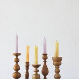 Scandinavian Wooden Candleholders, Set of 5