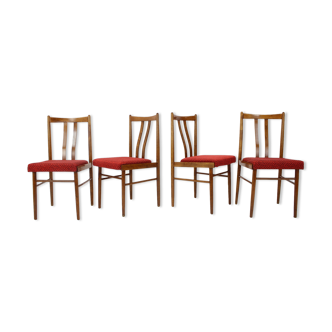 Ensemble de quatre chaises de salle à manger des années 1970, Tchécoslovaquie