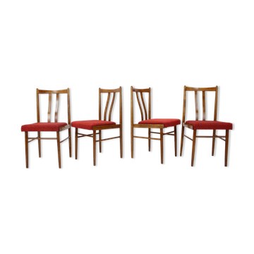 Ensemble de quatre chaises de salle à manger des années 1970, Tchécoslovaquie