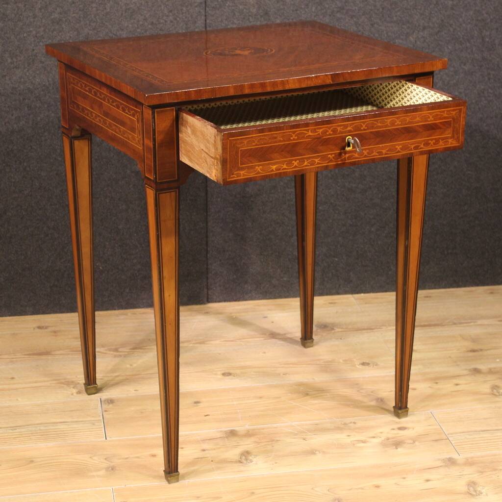 Italian inlaid wood side table
