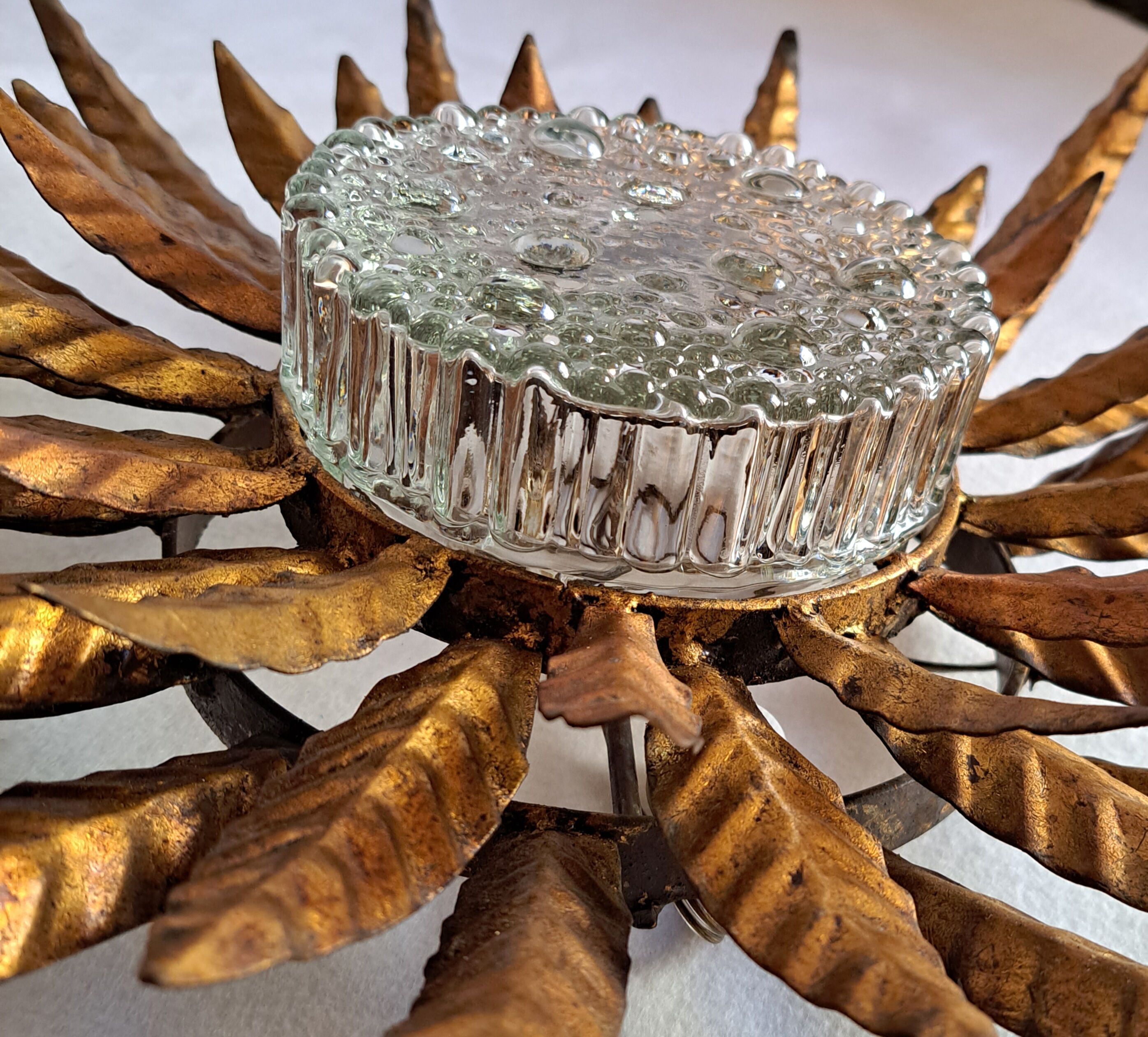 Gilded metal ceiling lamp 60s