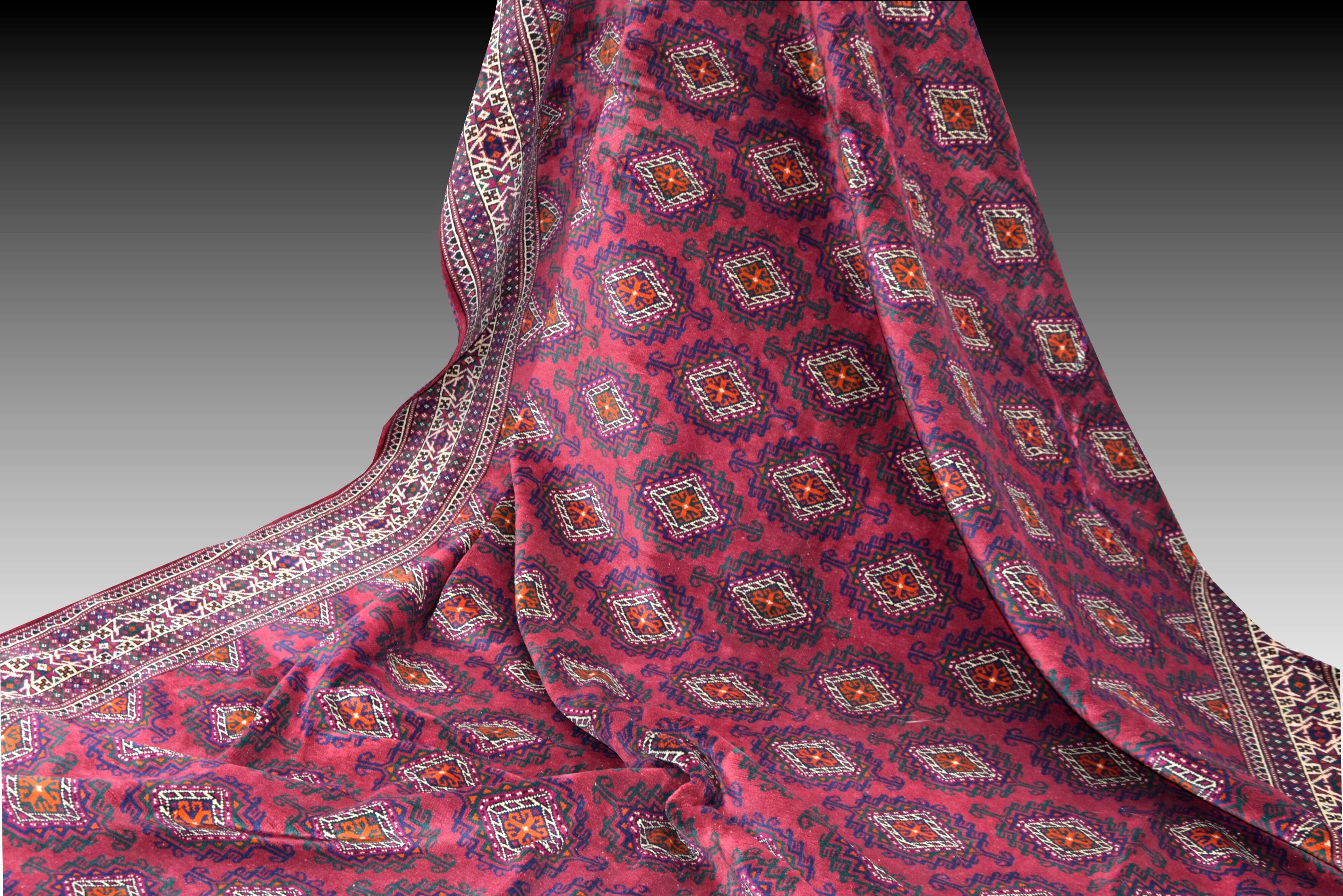 Large Semi Antique Turkmen Rug Bukhara Yomouth 370 × 224 Cm - Handmade