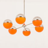 Italian Space Age chandelier with crystal glass shades, 1970s